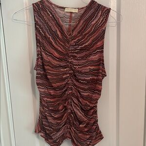 Ulla Johnson Pink and Black Ruched Allie Tank Top